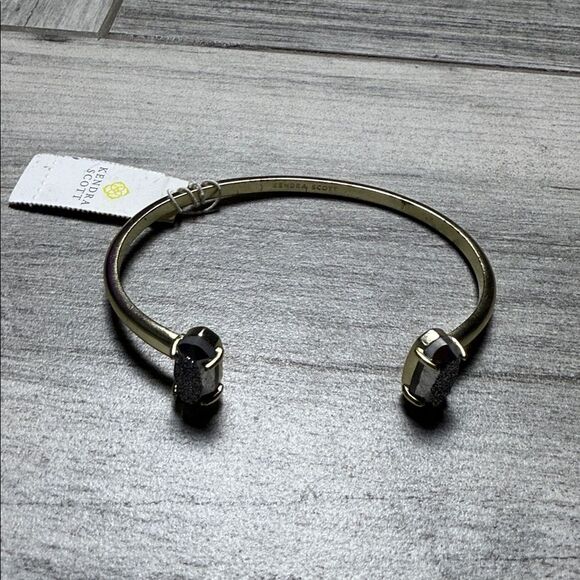 Kendra Scott Womens Gold Edie Platinum Drusy Stone Adjustable Cuff Bracelet NWT - Picture 2 of 8